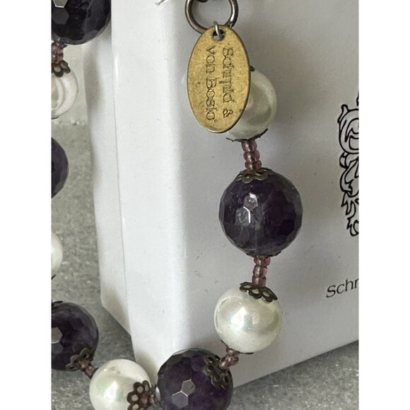 Schmid & Von Bosio Italy Purple Amethyst and Pearl Round Bead Bracelet 7.5" - Picture 8 of 10